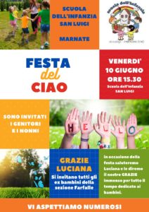 La "Festa del Ciao" organizzata alla scuola materna San Luigi per ringraziare la maestra Luciana 
