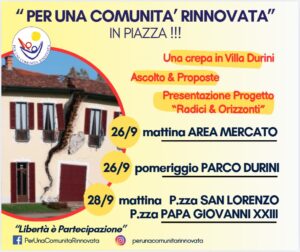 I gazebo di "Per una Comunità rinnovata" del 26 e 28 settembre 2025