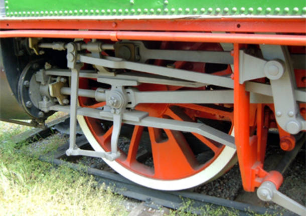 Dettaglio della locomotiva a vapore Couillet