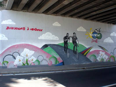 murale buguggiate coppi bartali mondiali ciclismo varese 2008