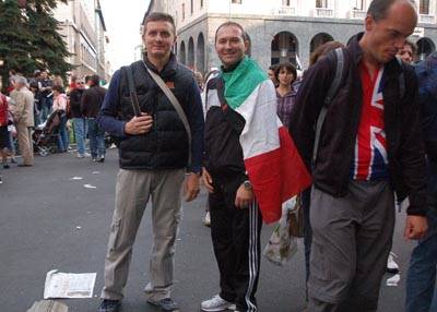festeggiamenti tifosi italia mondiale ciclismo varese 2008
