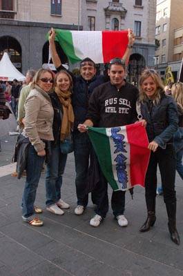 festeggiamenti tifosi italia mondiale ciclismo varese 2008