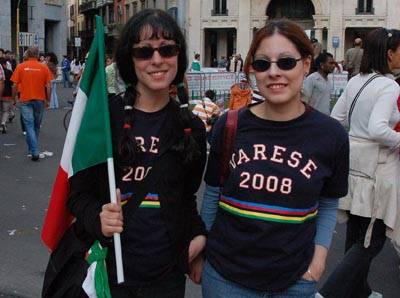 festeggiamenti tifosi italia mondiale ciclismo varese 2008