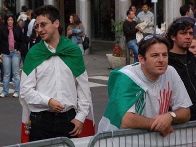 festeggiamenti tifosi italia mondiale ciclismo varese 2008