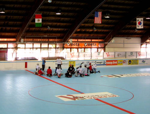 palaghiaccio con nuova pista hockey in line