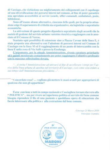 volantino maroni casciago comune elezioni