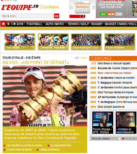 vittoria basso giro d'italia 2010 rassegna stampa