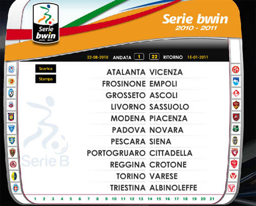 calendario serie b 2010 2011 bwin