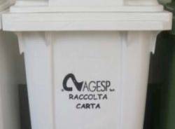 bidone carrellato bianco raccolta differenziata carta agesp busto