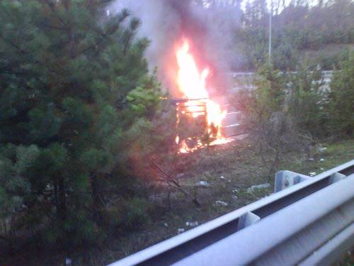 incendio strada statale 336 camion