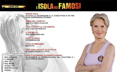 isola dei famosi 2011 schede personaggi 