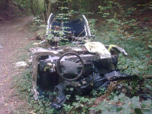 auto nel bosco rifiuti besnate