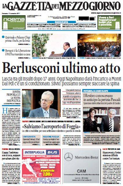 silvio berlusconi dimissioni giornali mondiali