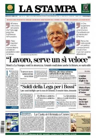 La Lega e le prime pagine (inserita in galleria)