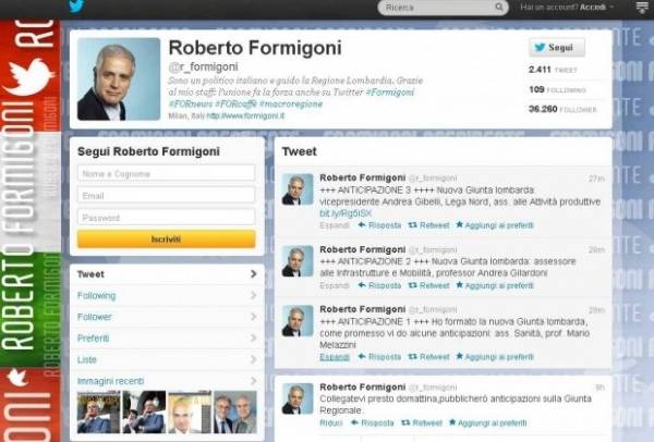 Formigoni e Twitter (inserita in galleria)