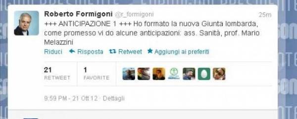Formigoni e Twitter (inserita in galleria)