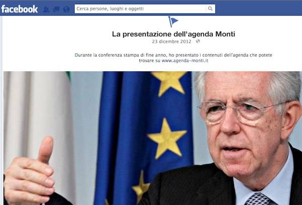 Monti sale su Facebook (inserita in galleria)