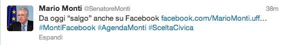 Monti sale su Facebook (inserita in galleria)