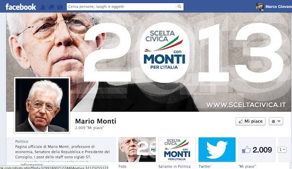 Monti sale su Facebook (inserita in galleria)