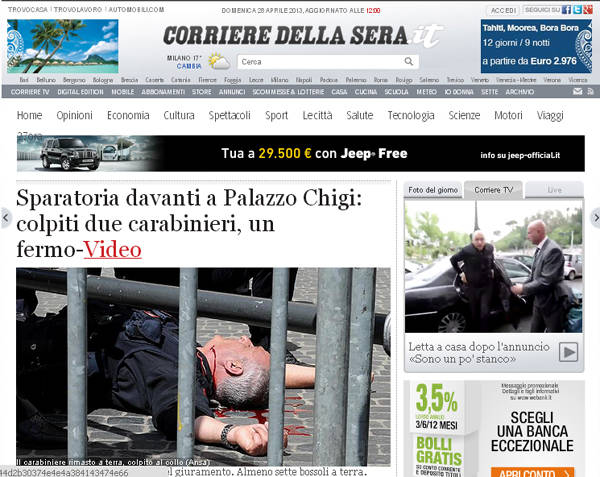Sparatoria davanti a Palazzo Chigi (inserita in galleria)