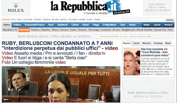 I giornali sulla condanna di Berlusconi (inserita in galleria)