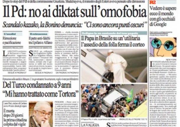 Le prime pagine di oggi