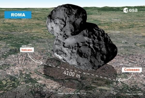 La cometa, fotografata da Rosetta (inserita in galleria)