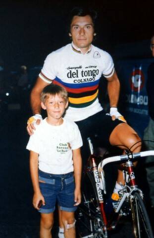 1983   Saronni con Christian  figlio di Antonio Pisoni  Foto Pisoni 