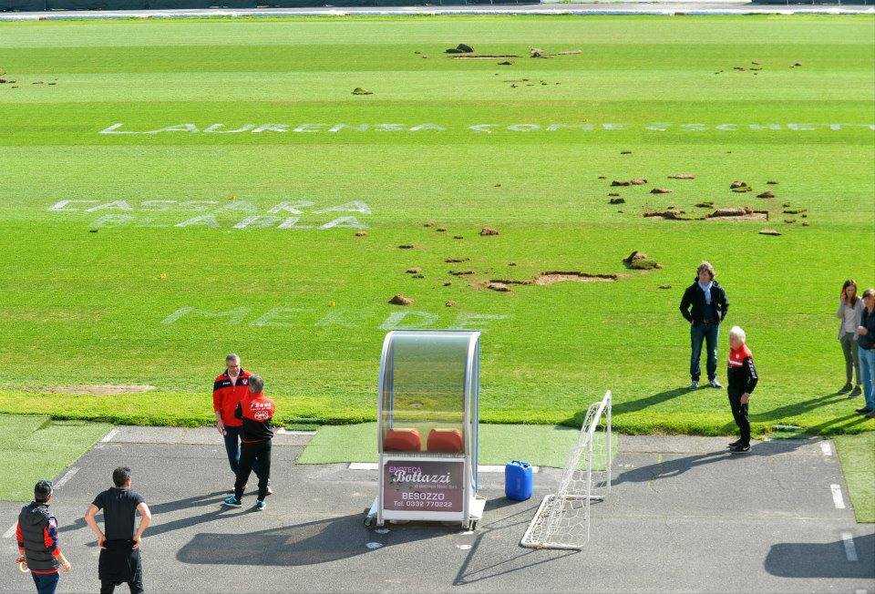 Atto vandalico allo stadio Ossola, le foto