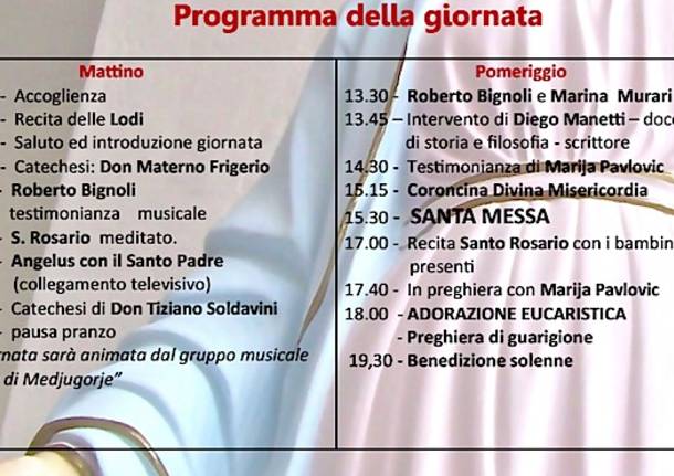 programma di Varese incontra Medjiugorje