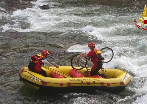 luino, vigili del fuoco, bici, tresa,