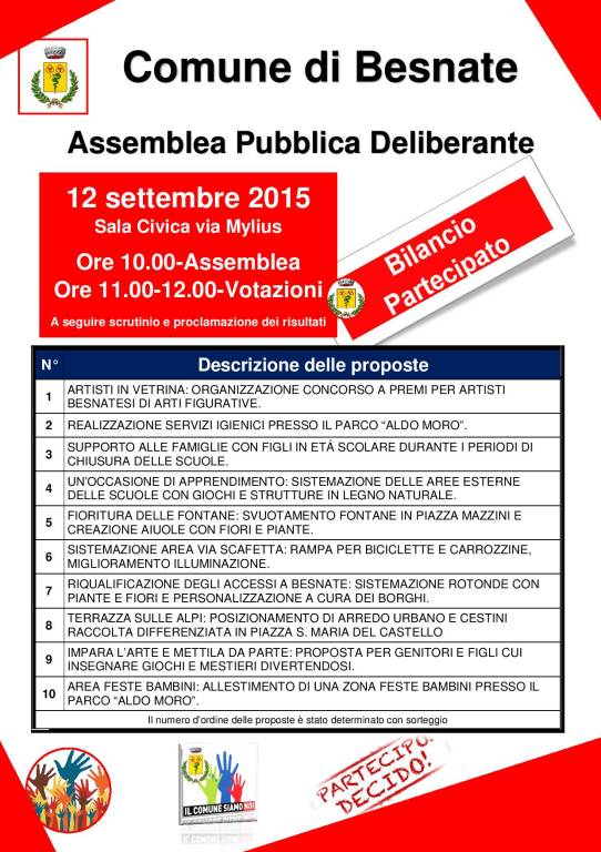 BILANCIO PARTECIPATO: ASSEMBLEA PUBBLICA DELIBERANTE