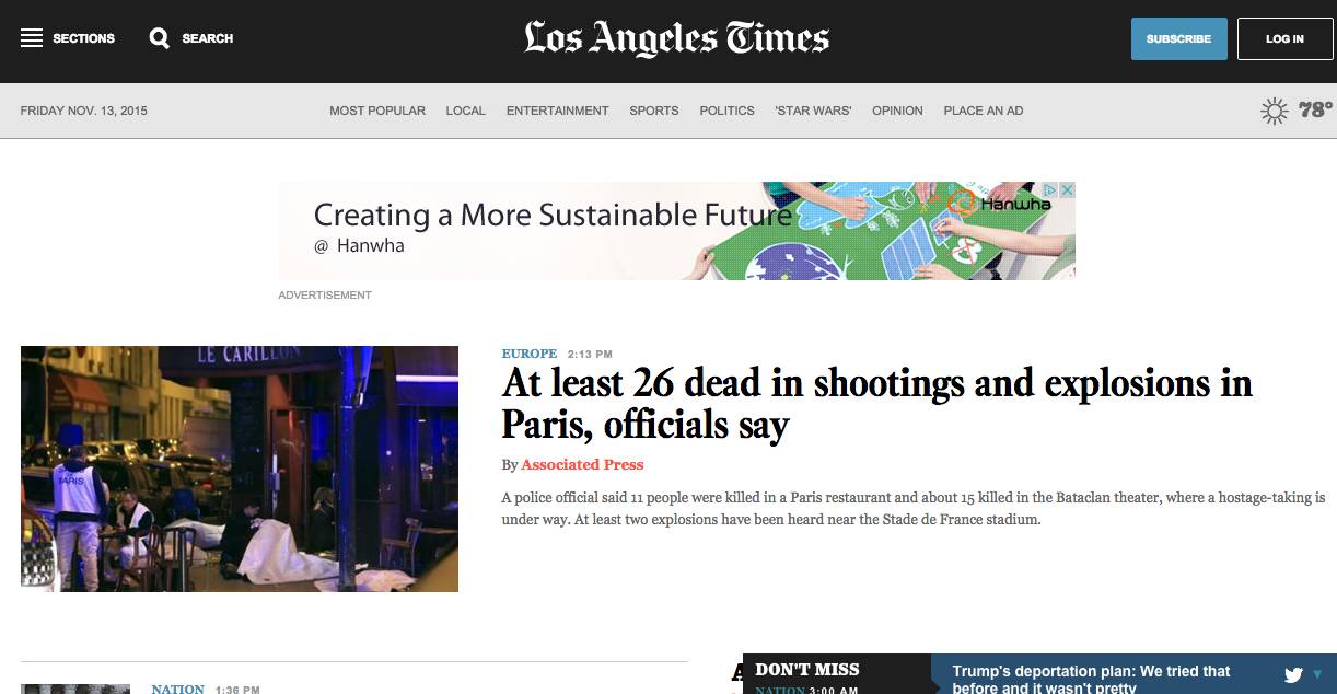 13 novembre 2015 attentati parigi home pages