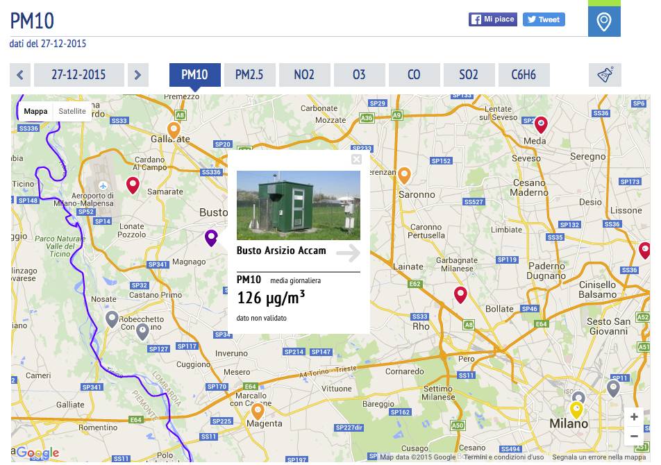Inquinamento in provincia, tutti i dati