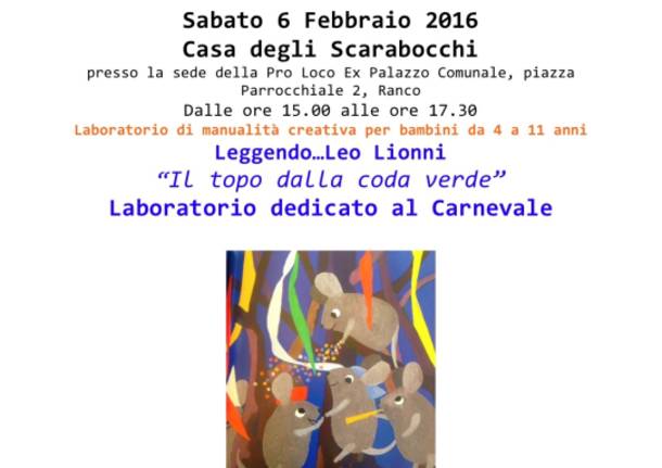 \"Leggendo... Leo Lionni \"Il topo dalla coda verde\" - Laboratorio di manualità creativa dedicato al Carnevale per bambini da 4 a 11 anni