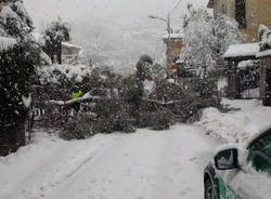 Vigili urbani al lavoro durante la nevicata del 5 marzo