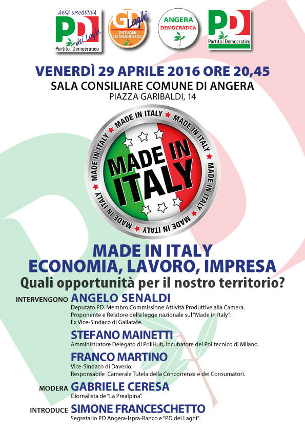 Made in Italy, Imprenditorialità, Economia e Lavoro: quali opportunità per il nostro territorio?