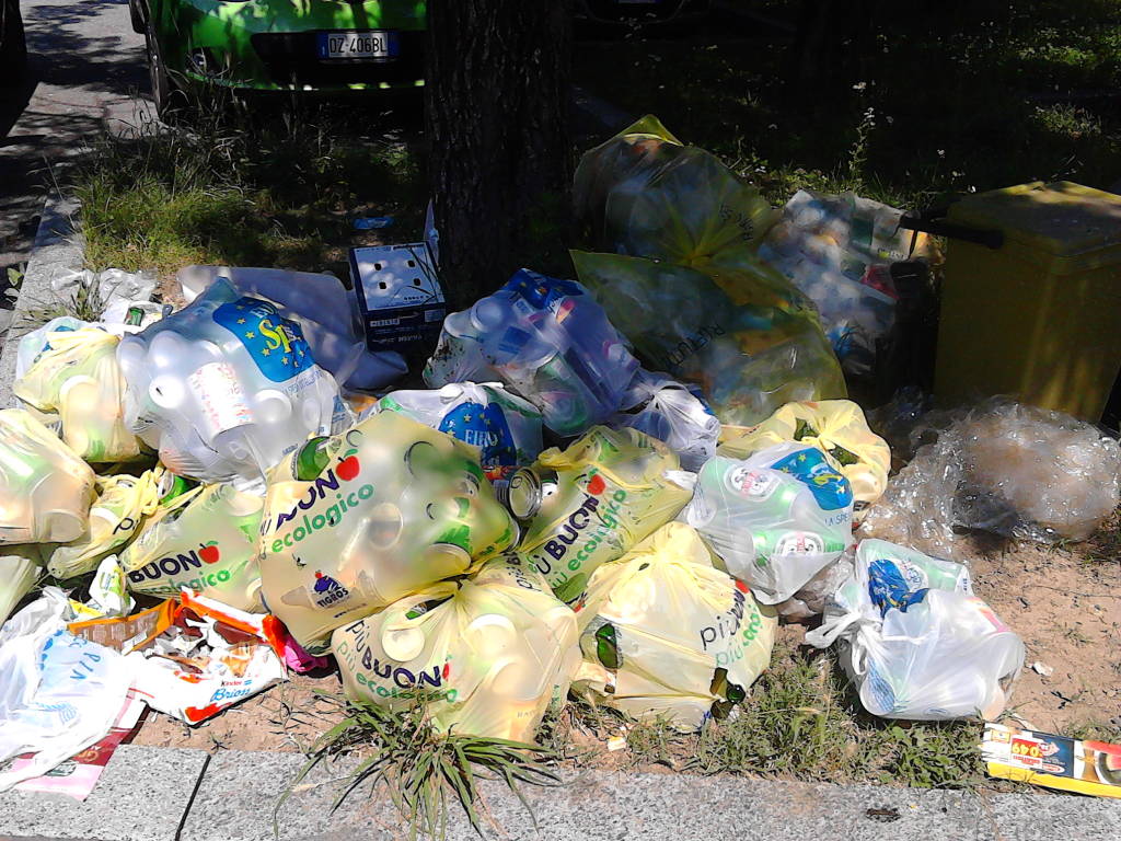 Immondizia nella piazza di Castronno