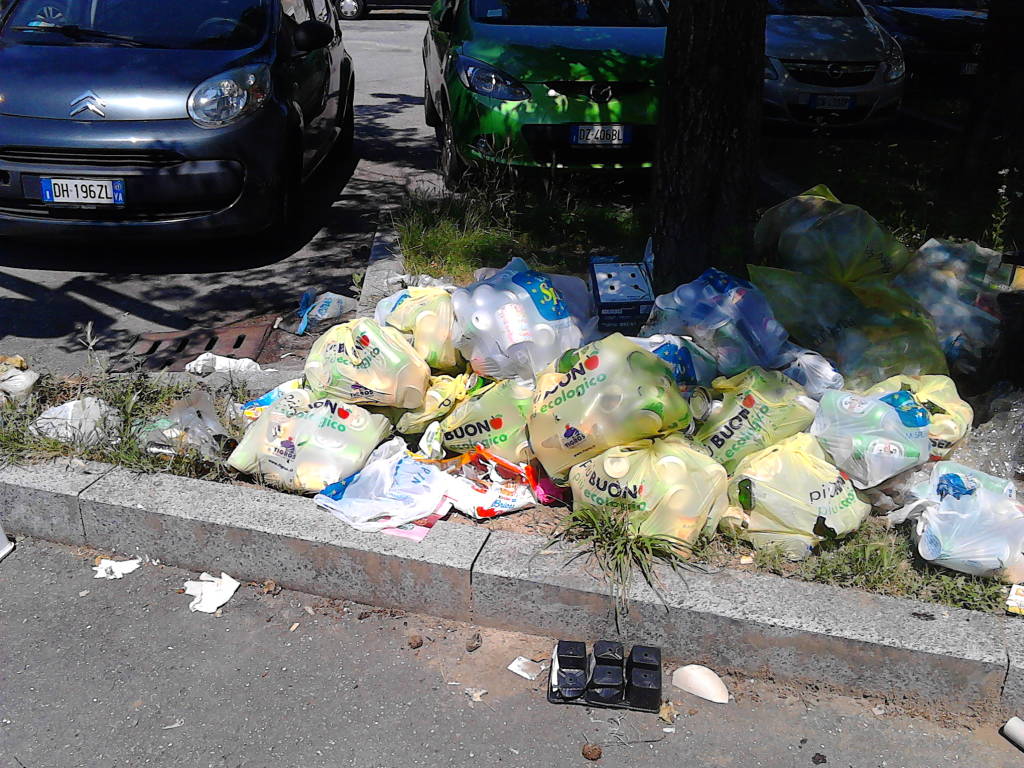 Immondizia nella piazza di Castronno