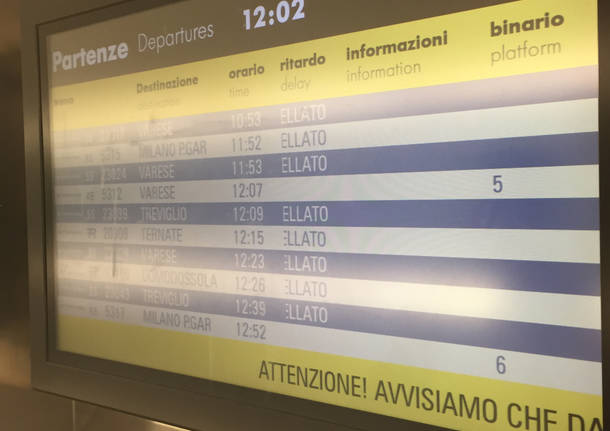 Sciopero 2016 treni stazione Gallarate