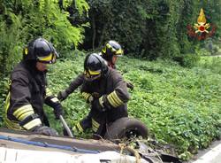 Ribaltamento auto a Somma Lombardo