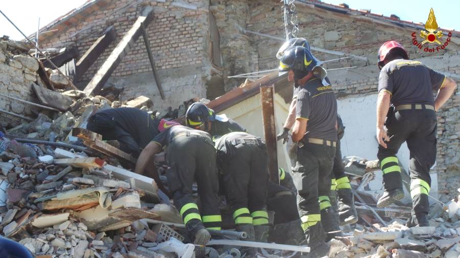 Cane salvato dalle macerie del terremoto
