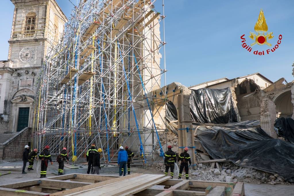 Basilica di Norcia, la messa in sicurezza