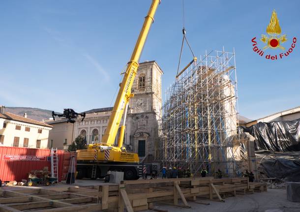 Basilica di Norcia, posizionata “la gabbia” di protezione