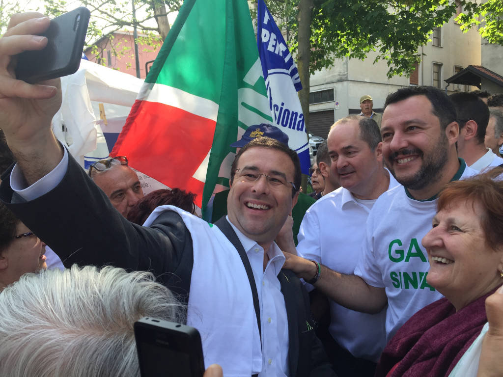 Salvini al mercato a Tradate