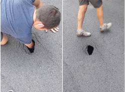 biandronno buca su strada provinciale