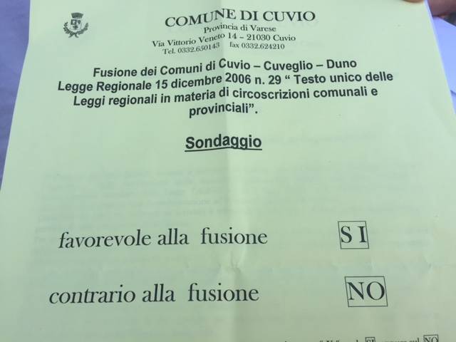 Fusione, le votazioni incorso a Cuvio