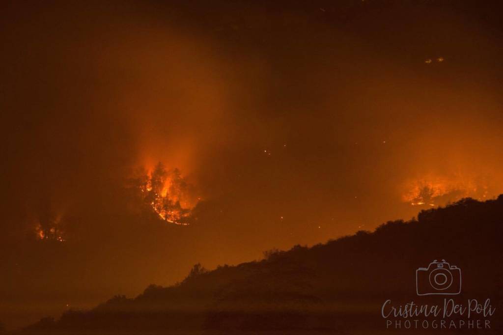 L'incendio alimentato dal vento