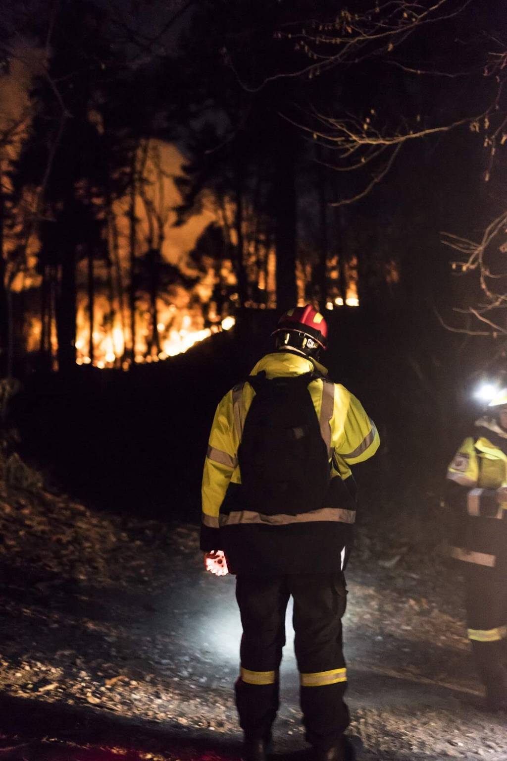 L'incendio di Oriano di notte