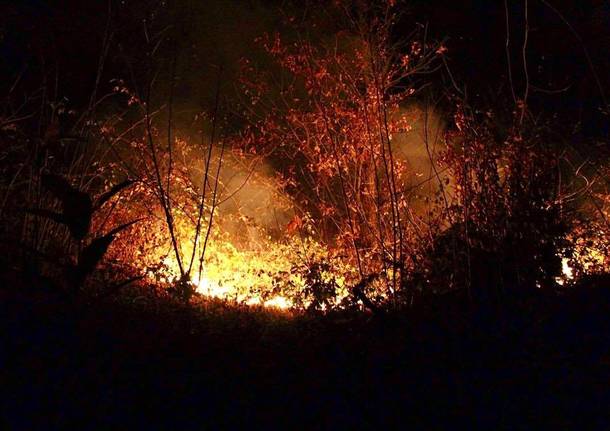 L'incendio di Oriano di notte